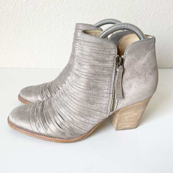 Paul Green Malibu Womens Ankle Boots 7 Metallic Leather Nubuck Sliced Zipper - Picture 7 of 12